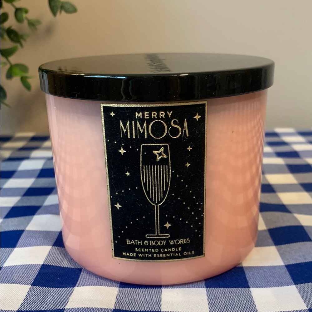 Bath and Body Works Merry Mimosa Pink Scented Candle